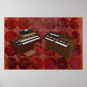 Musikposter: Vintage Tastatur: 3D-Modell: Poster