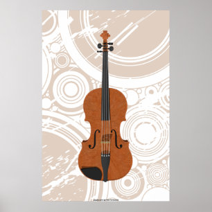 Musikposter: Violin 3D Model & Circles Poster