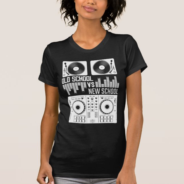 Musikproduzent DJ Alte Schule Vinyl Electro Techno T-Shirt (Vorderseite)