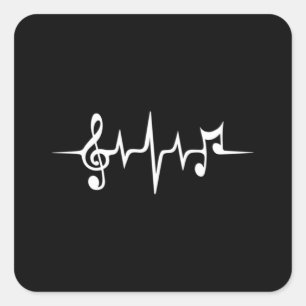 Musikpuls-Notizen Clef-Frequenzklang Quadratischer Aufkleber
