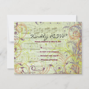 MUSIKROTE POPPY-Bat Mitzvah-Antwortkarte RSVP Karte