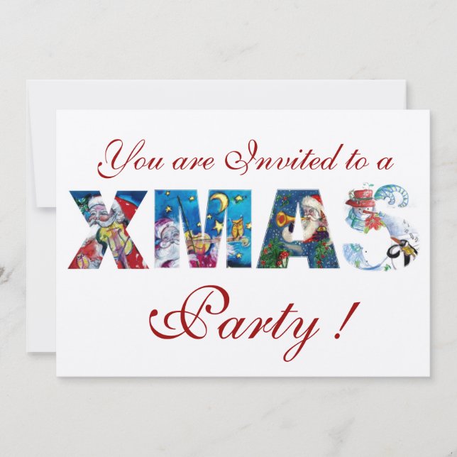 MUSIKSANTA UND SNOWMAN XMAS NACHT PARTY EINLADUNG (Vorderseite)
