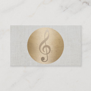 Musikschlüssel Gold Kreis Elegant Leinen Musikalis Visitenkarte