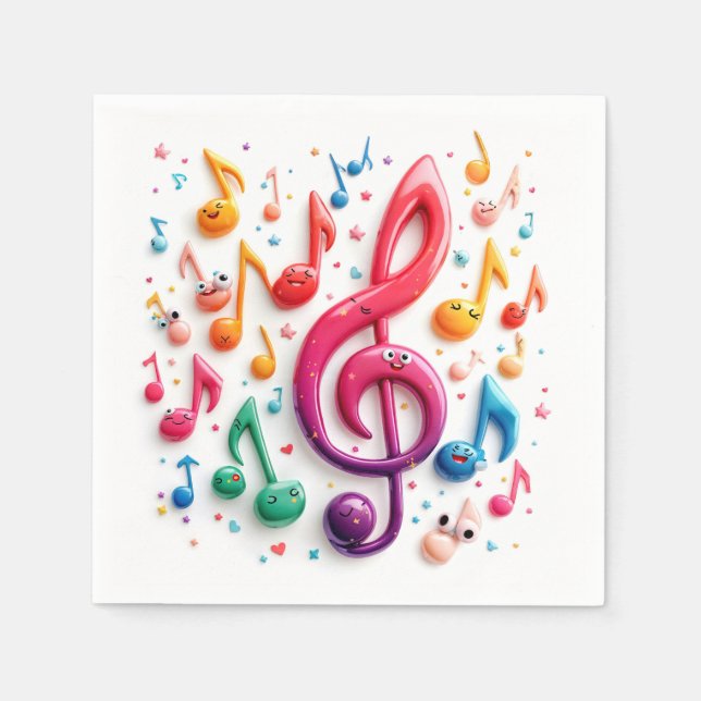 Musikstifte mit Augenbrauen Serviette (Vorderseite)