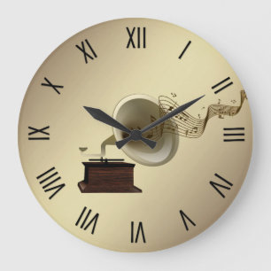 Musikstreams von Grammophon mit 12 Ziffern Große Wanduhr