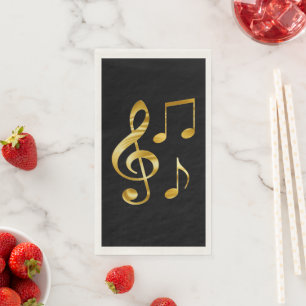 Musiksymbole, Gold auf Schwarz, Serviette
