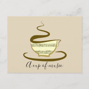 Musiktasse Handgezeichnete Minimalistische Skizze Postkarte