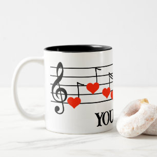 Musikteam mit Red Heart Notes personalisiert Zweifarbige Tasse