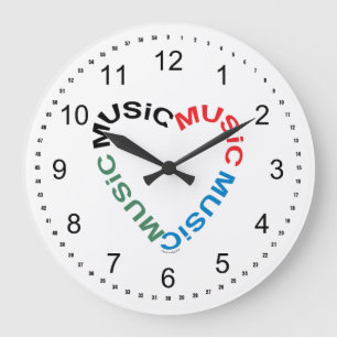 Musiktext-Herz Große Wanduhr
