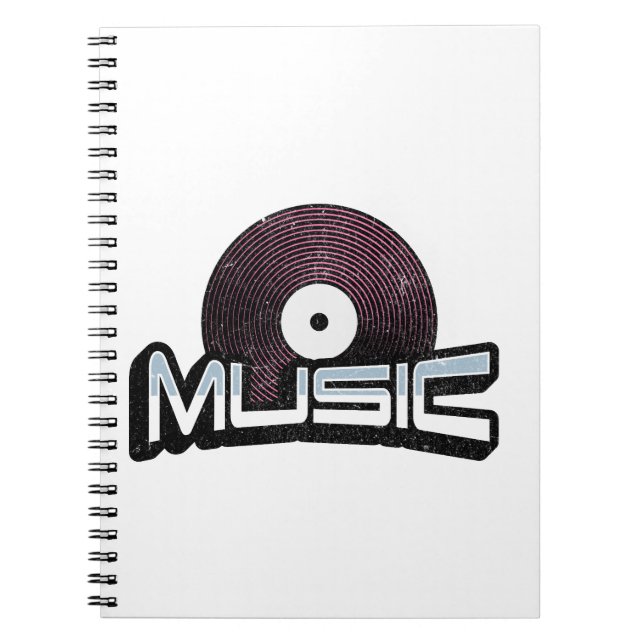 Musiktext mit Vinyl Record Notizblock (Vorderseite)
