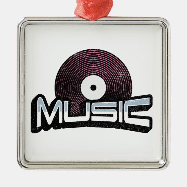 Musiktext mit Vinyl Record Ornament Aus Metall (Vorne)