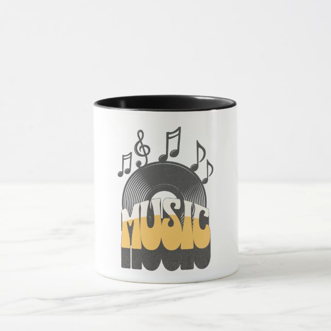 Musiktext mit Vinyl Record Tasse (Zentrum)