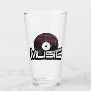 Musiktext mit Vinyl-Schallplatte Glas