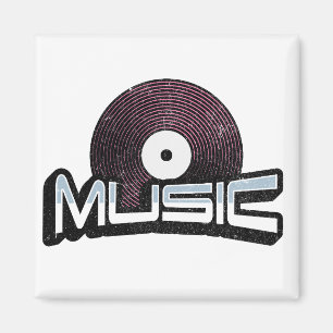 Musiktext mit Vinyl-Schallplatte Magnet