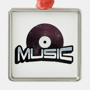 Musiktext mit Vinyl-Schallplatte Ornament Aus Metall