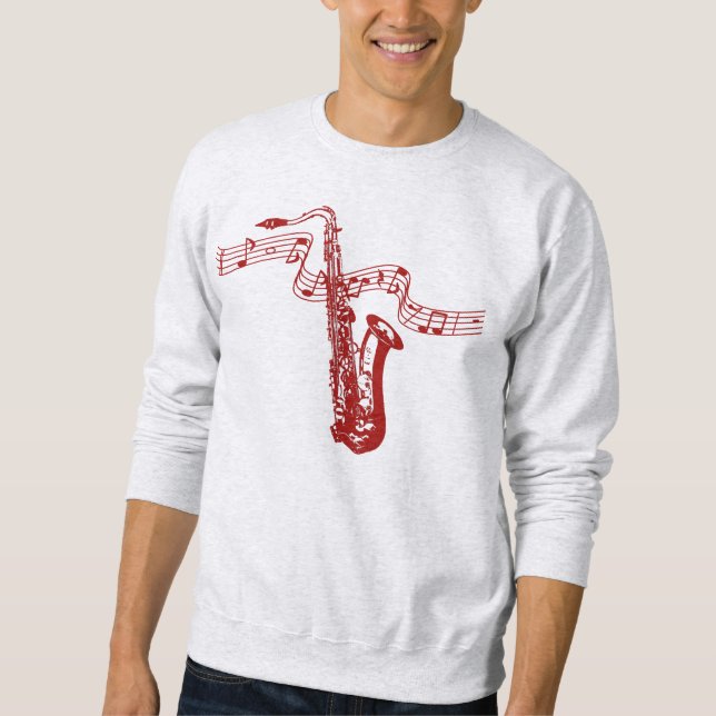 Musikthema Red Saxophon and notes - Sweatshirt (Vorderseite)