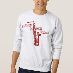 Musikthema roter Saxophon und Noten - Sweatshirt