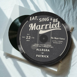 Musikthema Vintag Vinyl Schwarz-weiß Wedding Einladung