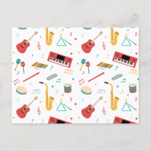 Musikthemenmuster für Musikinstrumente Feiertagspostkarte