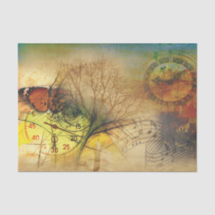 Musikuhr-Schmetterlappen-Dekopapier Seidenpapier