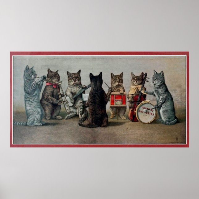Musikunterhaltung für Vintage Katzen Poster (Vorne)