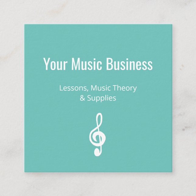 Musikunterricht QR-Code Einfach Treble Clef Aquama Quadratische Visitenkarte (Vorderseite)