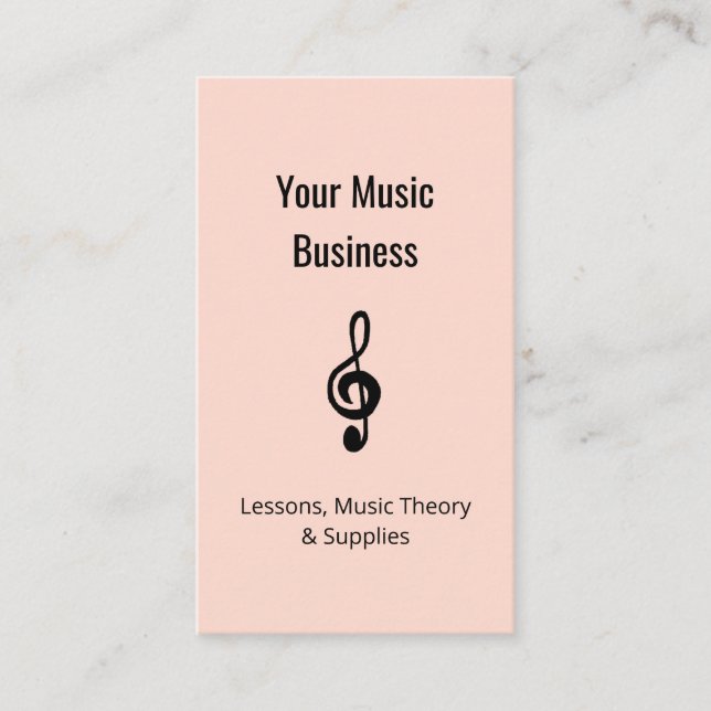 Musikunterricht QR-Code Treble Clef Rose Gold Visitenkarte (Vorderseite)