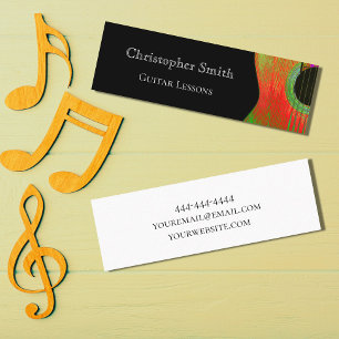 Musikunterricht - Red Black Guitar Business Card Mini Visitenkarte