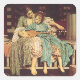 Musikunterricht von Lord Frederic Leighton Quadratischer Aufkleber