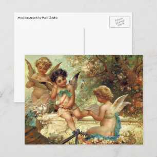 Musizierende Engel von Hans Zatzka, Victorian Fine Postkarte