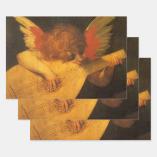 Musizierender Engel mit Laute von Rosso Fiorentino Geschenkpapier Set