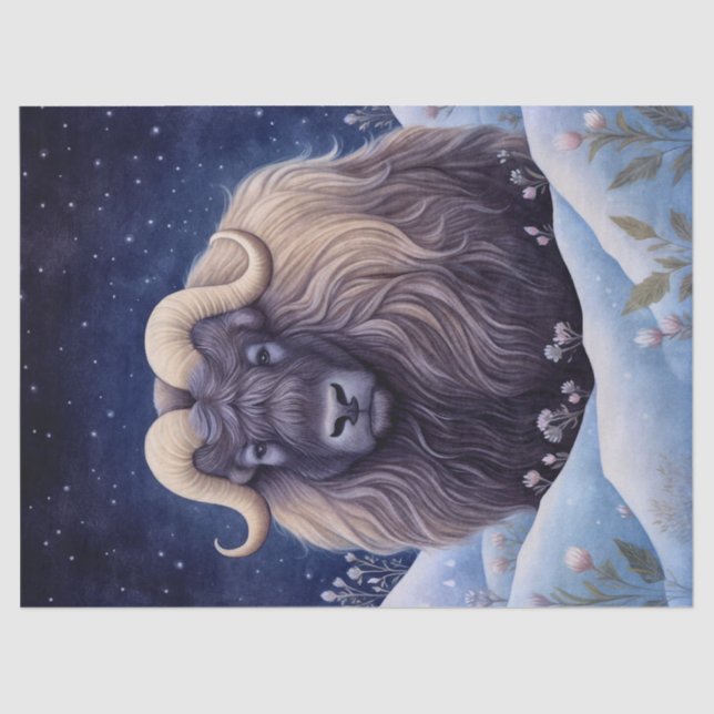 Musk Ox Boho Mystical Art Seidenpapier (Vorderseite)