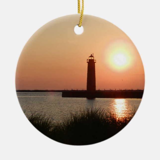 Muskegon Channel Lighthouse Keramik Ornament (Vorne)