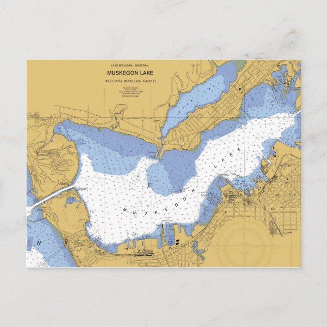 Muskegon, MI Nautical Harbor Chart Postkarte (Vorderseite)