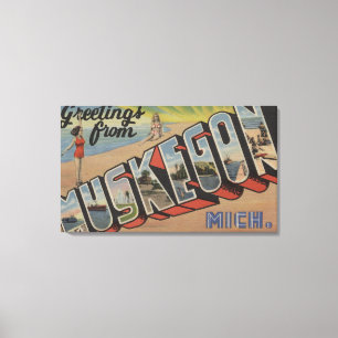 Muskegon, Michigan - große Buchstabe-Szenen 2 Leinwanddruck