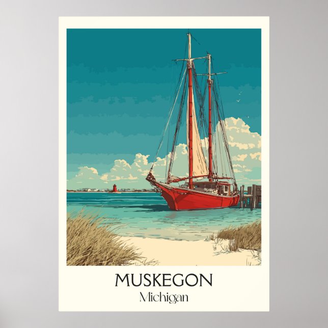 Muskegon Michigan Vintag Seven Lugano - The Restau Poster (Vorne)