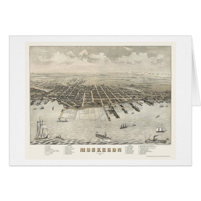 Muskegon, panoramische Karte -1874 MI (Vorderseite (Horizontal))