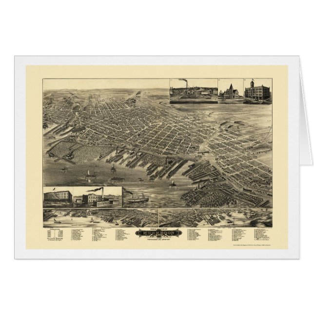 Muskegon, panoramische Karte MI - 1889 (Vorderseite (Horizontal))