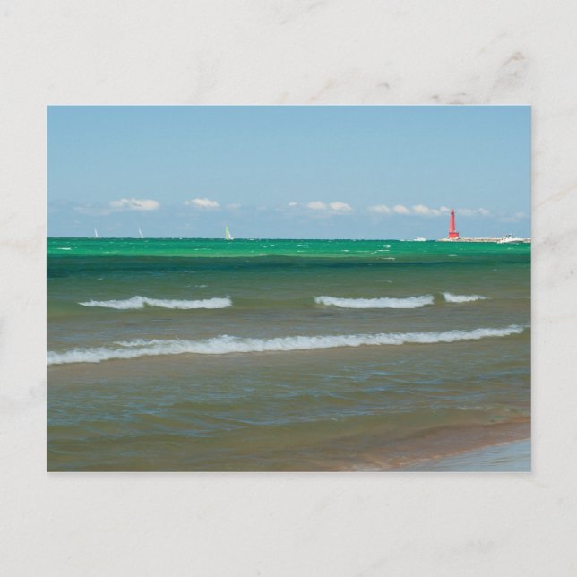 Muskegon Pier Light, Muskegon, Michigan Postkarte (Vorderseite)