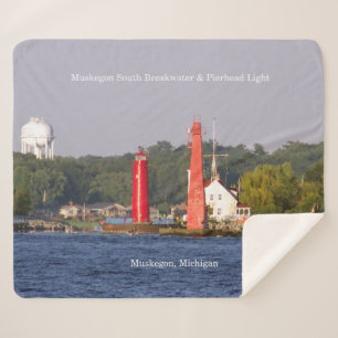 Muskegon South Bkw & Pierhd Lights Sherpa-Decke Sherpadecke