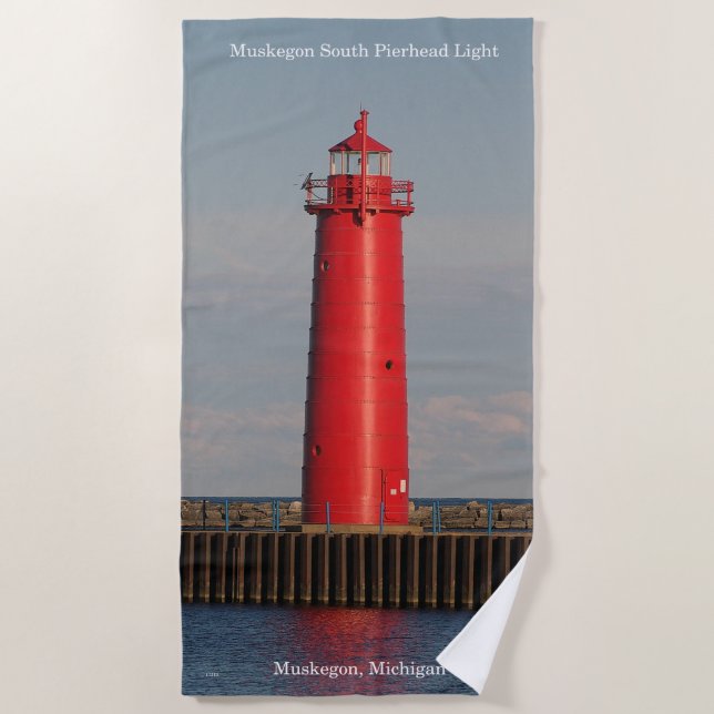Muskegon South Pierhead Strandtuch (Vorderseite)