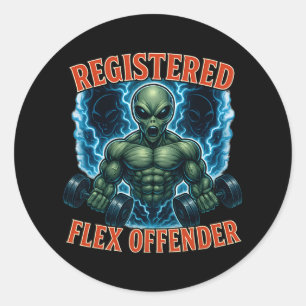 Muskel Alien registriert Flex Offender Funny Gym M Runder Aufkleber