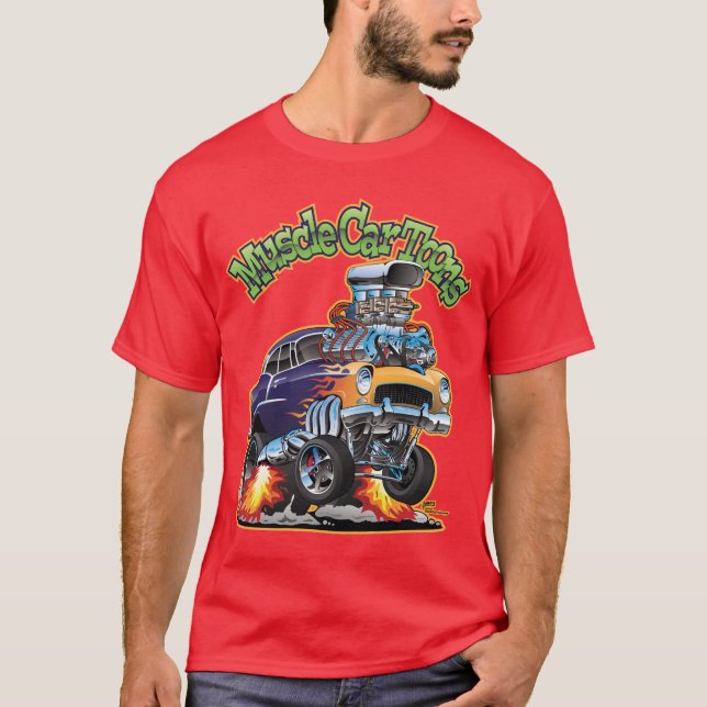 Muskel Car Toons Automotive Cartoon Comic Buch Com T-Shirt (Vorderseite)