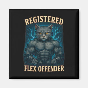 Muskel Cat Registered Flex Offender Funny Gym Meme Magnet
