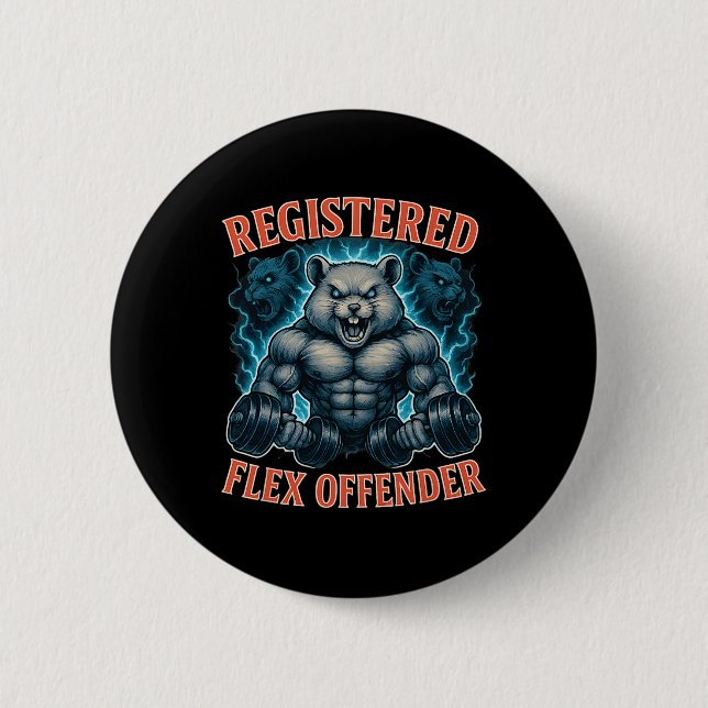 Muskel Hamster registrierter Flex Offender Funny G Button (Vorderseite)