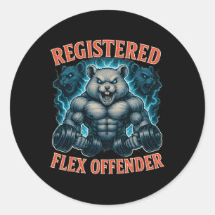 Muskel Hamster registrierter Flex Offender Funny G Runder Aufkleber