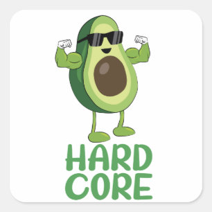 Muskel Hardcore Avocado Funny Quadratischer Aufkleber