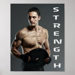 Muskel Man Strength Lift Weight Gym Workout Poster