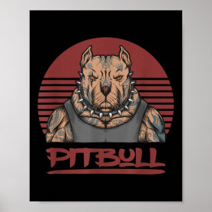Muskel-Pitbull-Hund aggressiv aussehende Grubenbul Poster