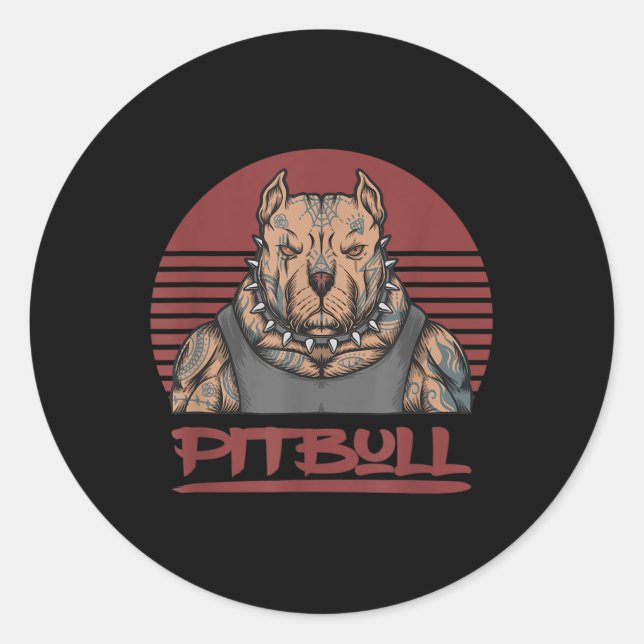 Muskel-Pitbull-Hund aggressiv aussehende Grubenbul Runder Aufkleber (Vorderseite)